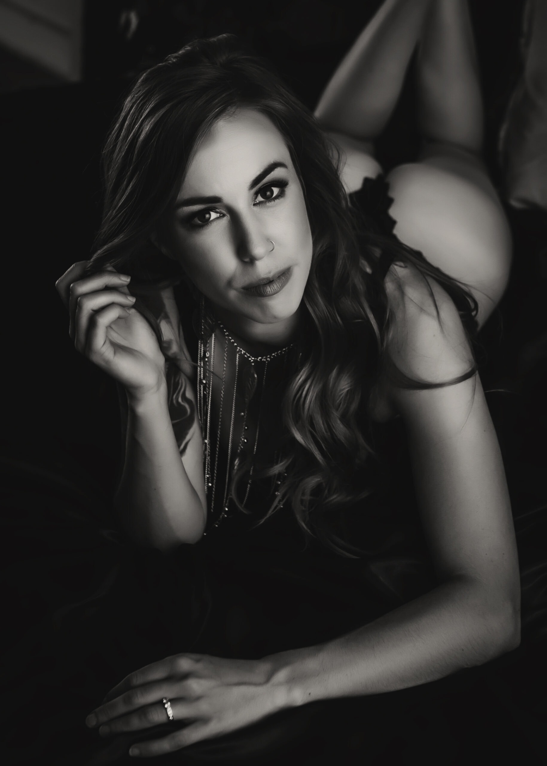 boudoir portrait in black and white in prince george, bc