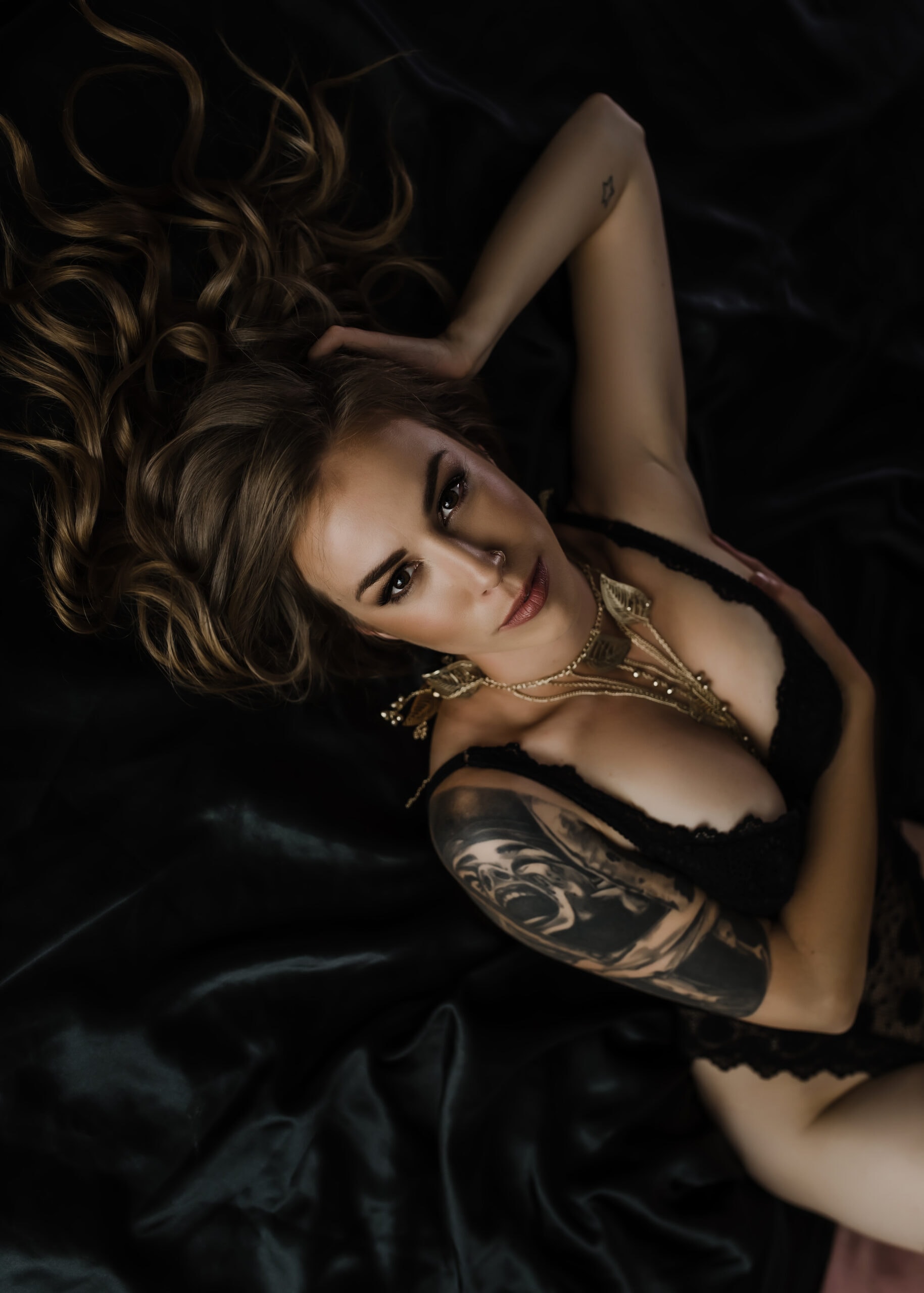 Boudoir Photo of a lady in black lingerie in Prince GEorge, BC